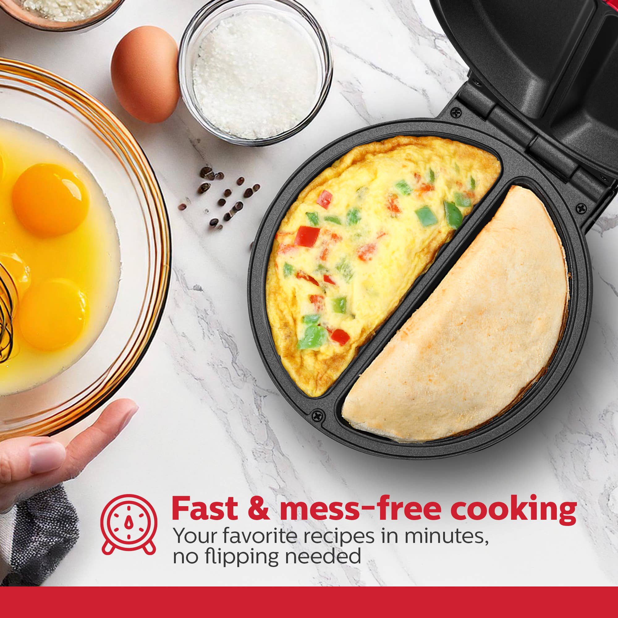 Holstein Housewares - Wholesale Kitchen Appliance - Easy Fast Breakfast Omelet Maker for Pancakes & Treats23