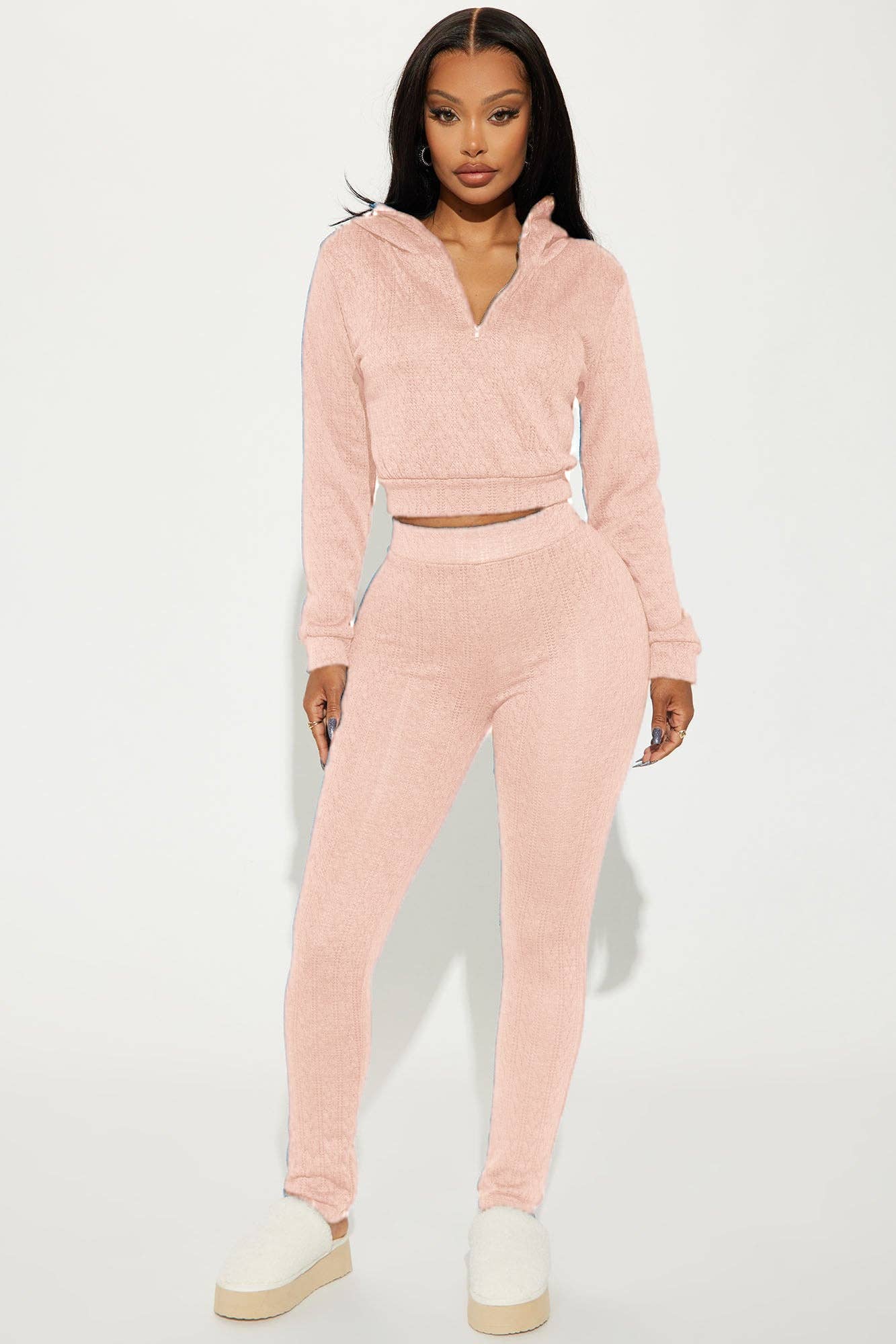 5besties inc - Wholesale Top & Pant Set (NOT Loungewear) - Women's - JAQUARD KNIT HOODIES AND SKINNY PANTS SET6