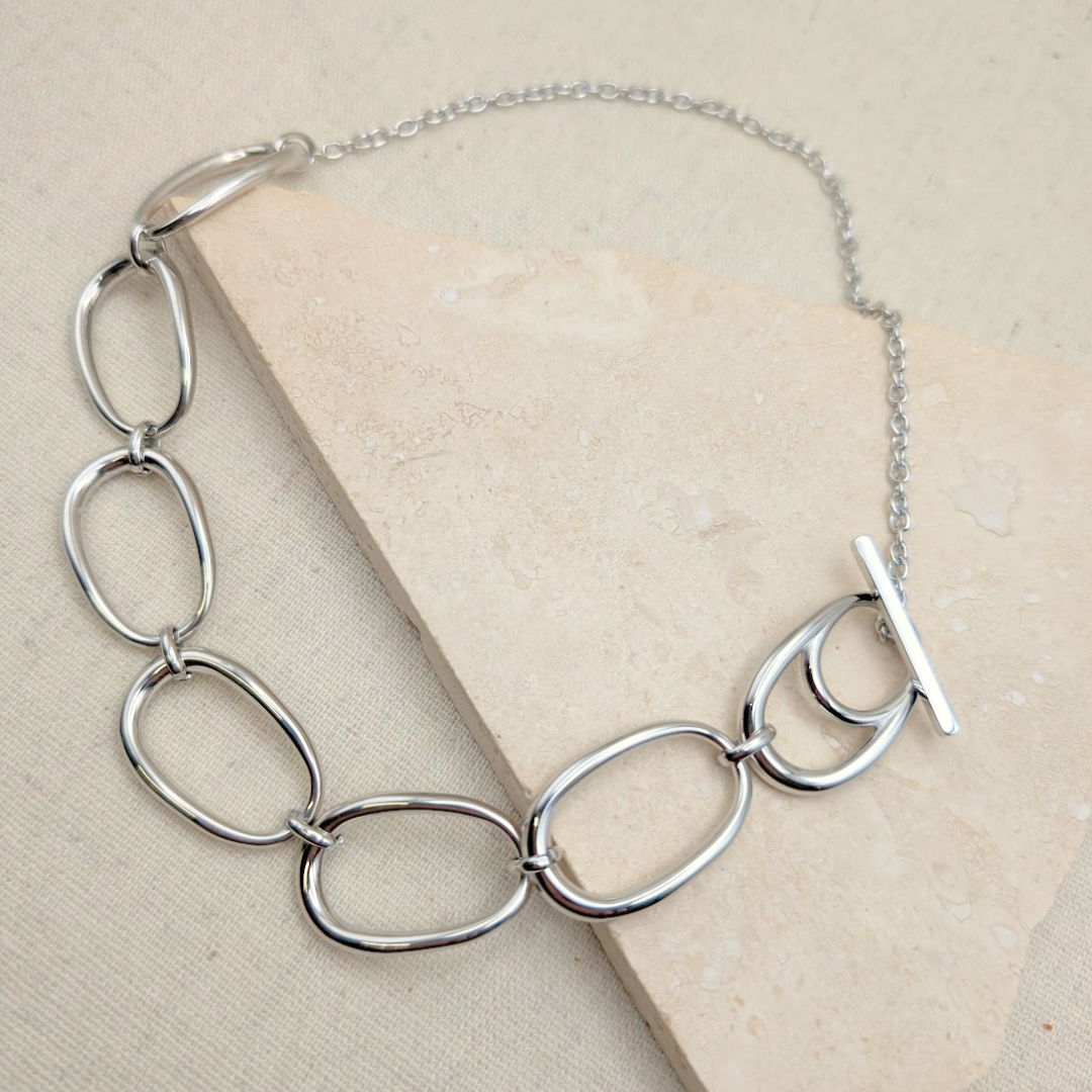 Little Nell Jewellery – wholesale Link & chain necklace – Everyday Silver Statement Pebble Necklace0