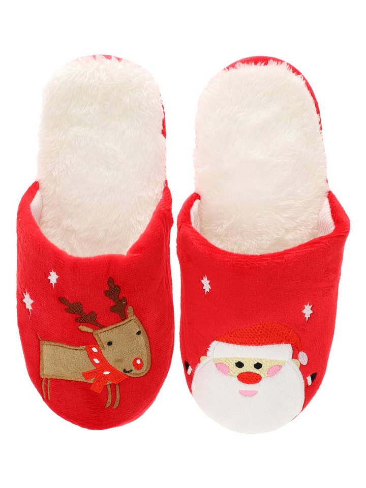 Cap Zone - Wholesale Slippers - Women's - Christmas Fuzzy Fleece Foam Lounge Slippers1