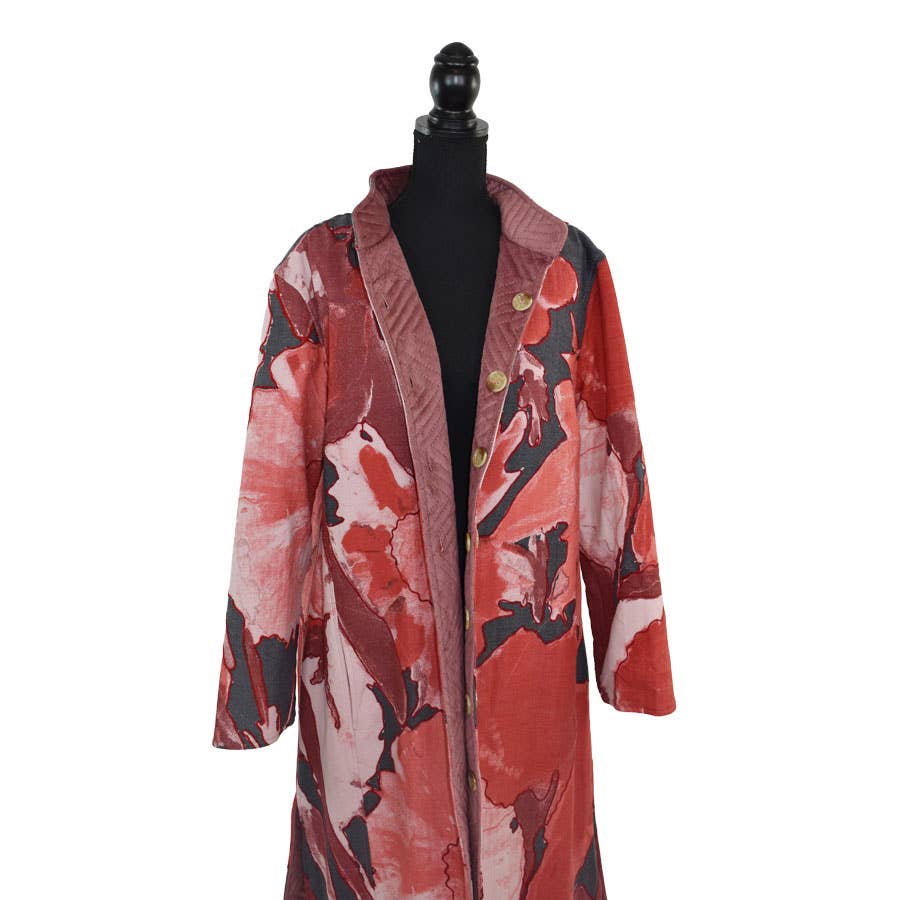 Dupatta Designs - Wholesale Trench Coat - Women's - Diana Handcrafted Floral Reversible Trench Coat15