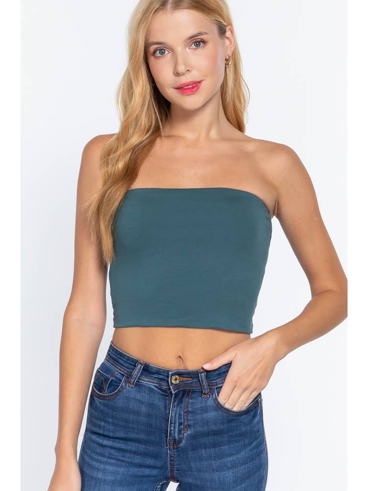 42POPS - Wholesale Knit Top - Women's - ',,._ Fitted Crop Tube Cotton Spandex Top