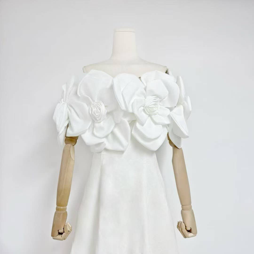 Productseeker - Wholesale Skirt - Women's - DR493 Elegant A-Line Skirt with 3D Floral Slim Fit Design5