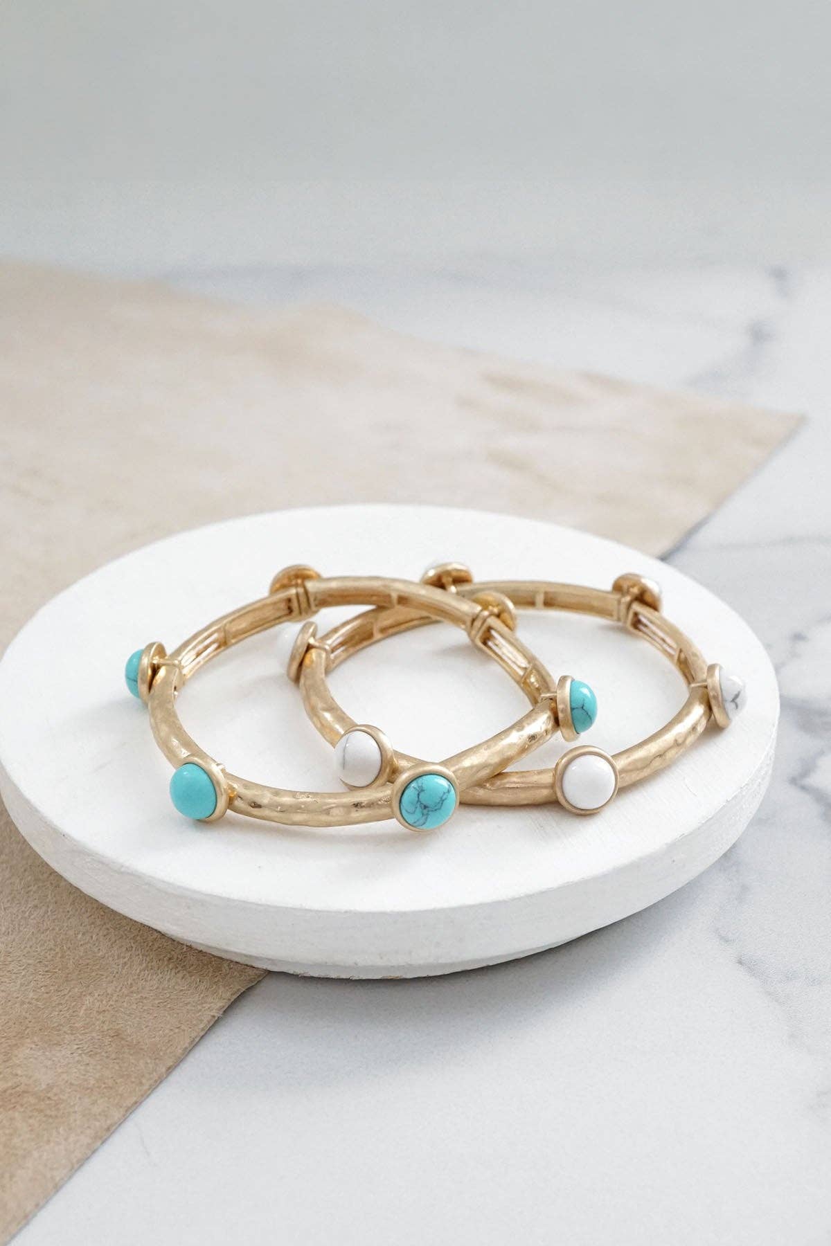 PennyLine inc - Wholesale Bangle Bracelet - Jeweled Golden Bangle with semi precious stone dots2