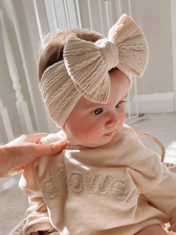 Luna + Luca Stretch Bow Headband - Cream for wholesale by Luna + Luca