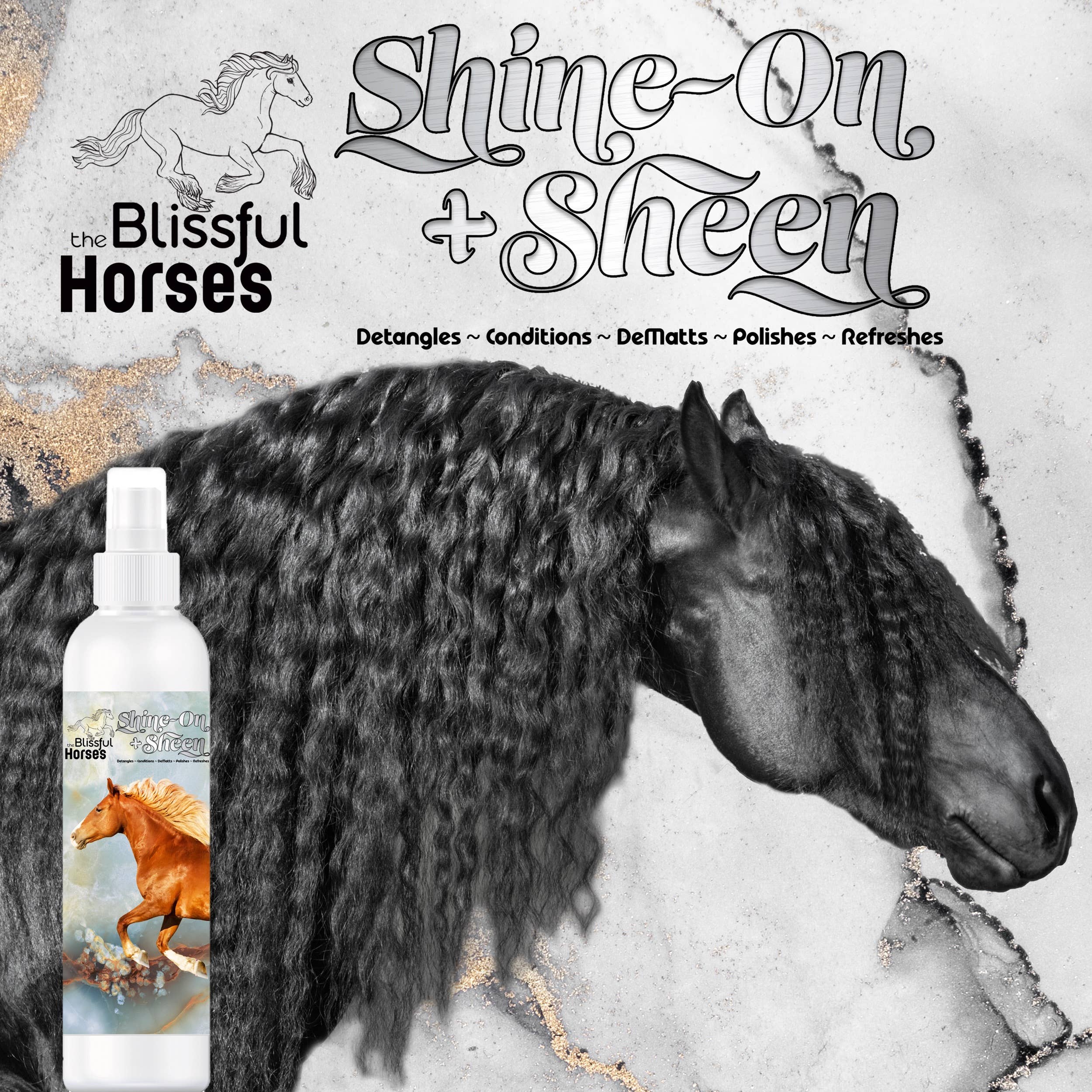 The Blissful Dog - Vente Produit de toilettage – chien - Spray Brillance et Éclat Shine-On+Sheen pour Chevaux The Blissful Dog5