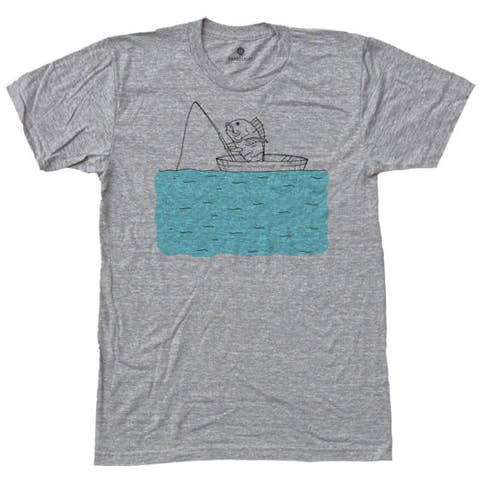 Fishing Fish Graphic T-Shirt - Heather Grey, Unisex for wholesale by The Poster List
