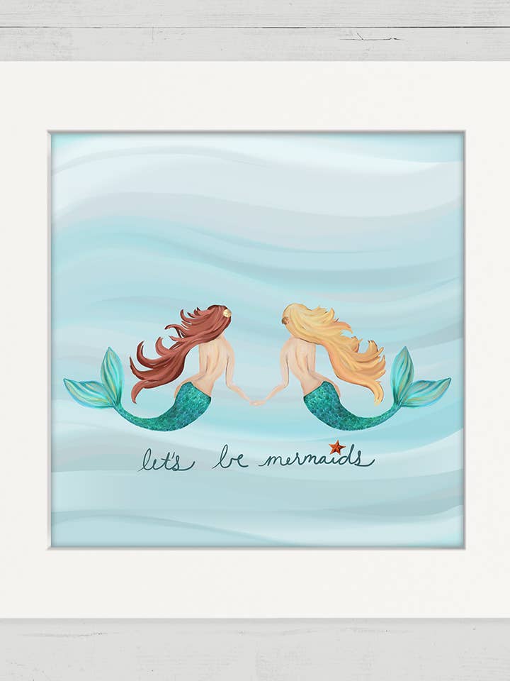 Let's Be Mermaids Happy Square for wholesale by Cathy Walters Art