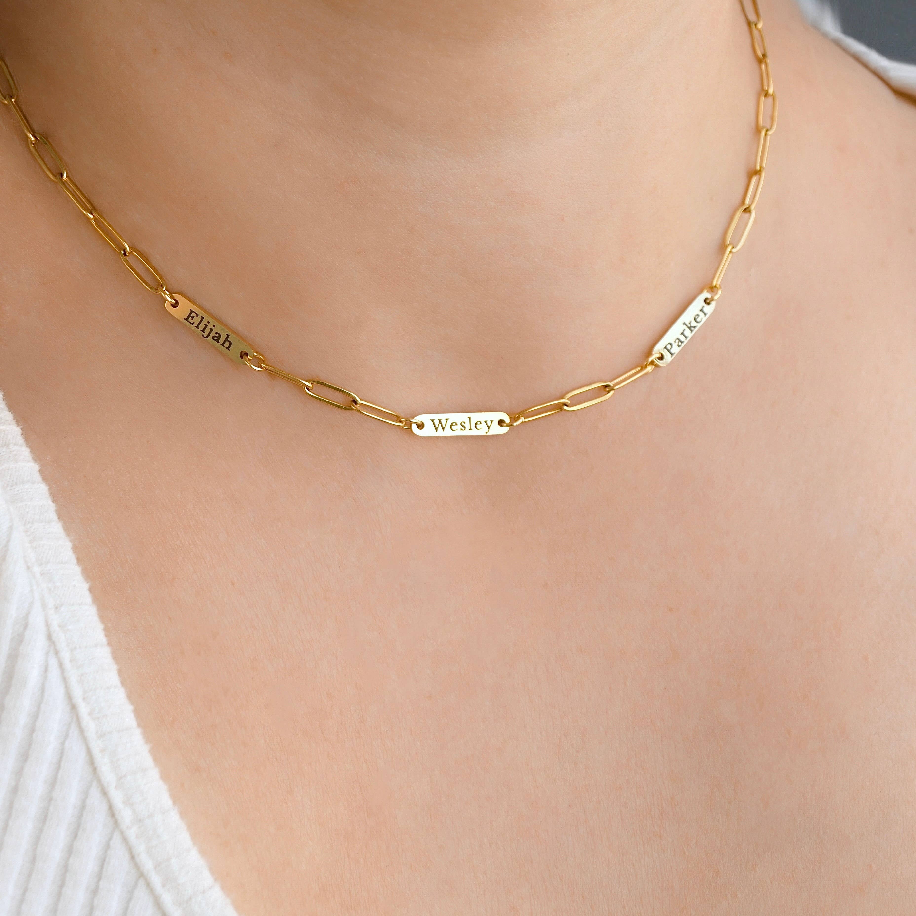 Blueyejewelry - Wholesale Pendant/Charm Necklace - Engraved Name Necklace - Waterproof Name Paperclip Necklace4