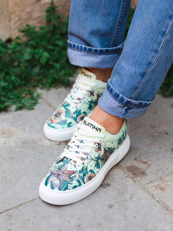 Mumka - Wholesale Lifestyle Sneakers - Women's - Flores Sneakers in Green3