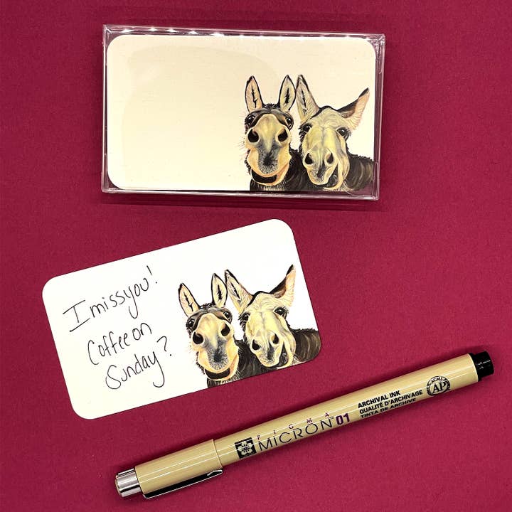 Woollybear Travels - Wholesale Stationery/Notecard Set - Pawsitive Notes- Rescued Donkeys (Lunch Box Notes)2