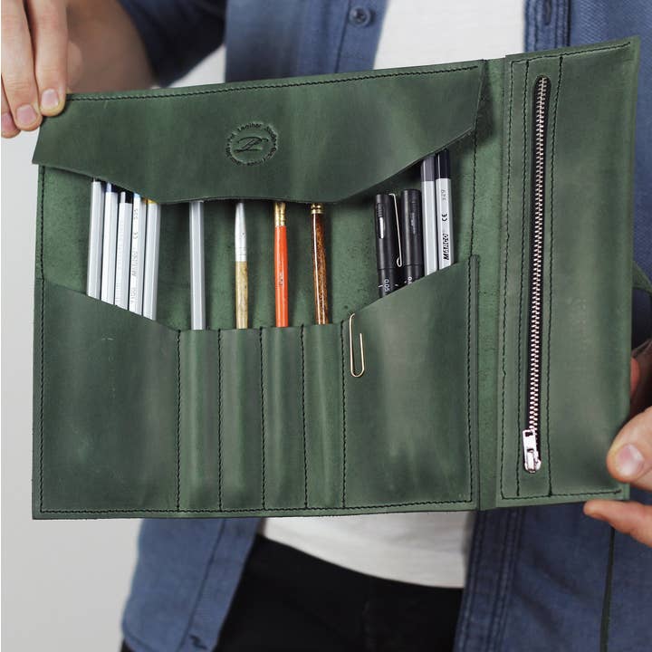 Pol Leather Studio – wholesale Pencil case/pouch – Paintbrush Roll Case Of Leather7