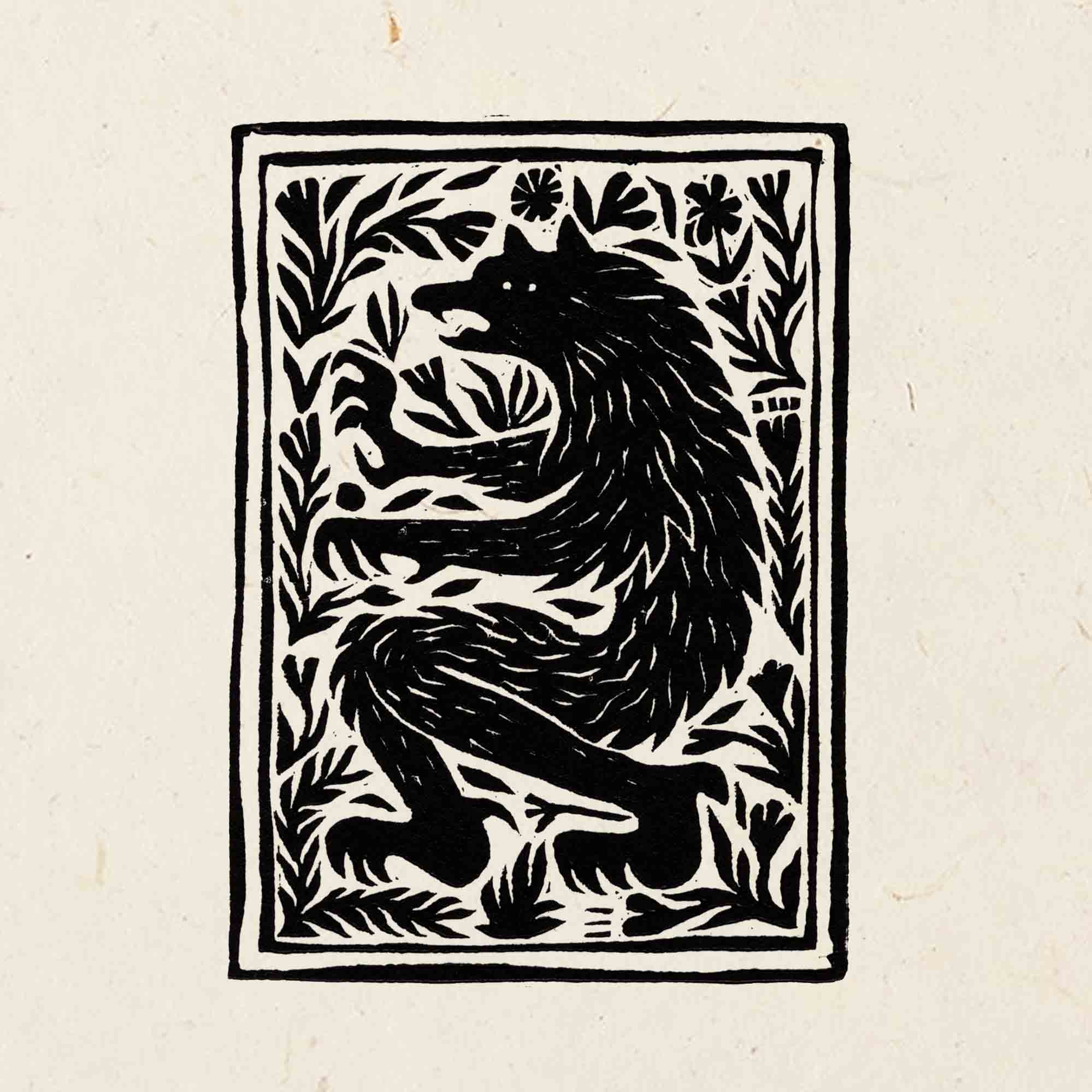 Katia Hinic Studio - Wholesale Art Print - 'Wolf' lino print3