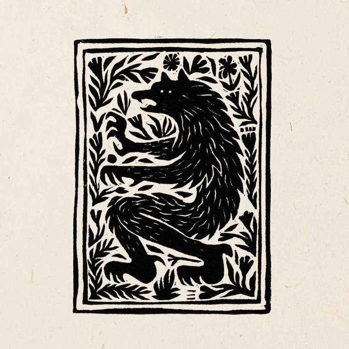 Katia Hinic Studio - Wholesale Art Print - 'Wolf' lino print3