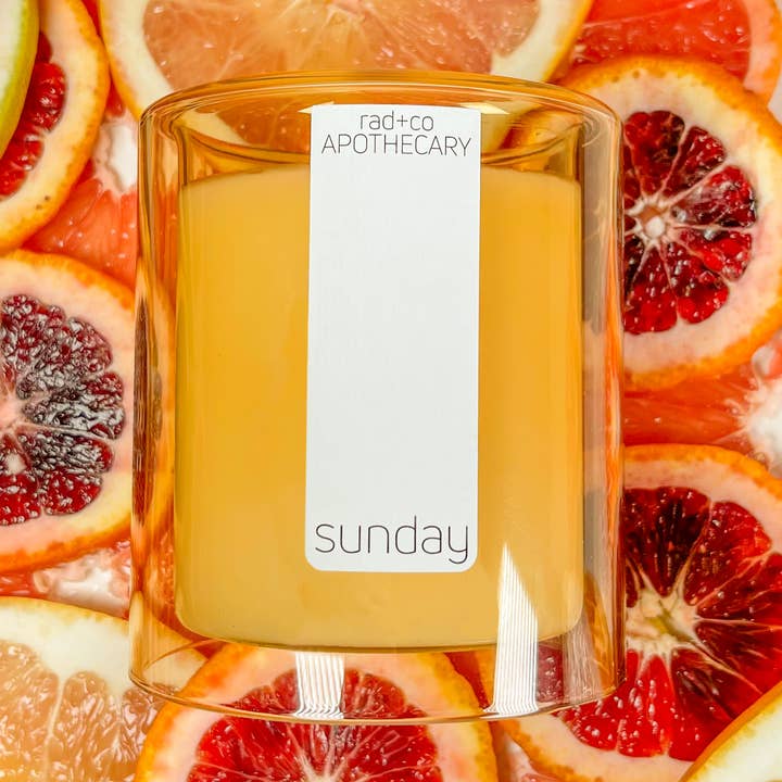 double wall citrus wooden wick 11oz candle; coco apricot wax for wholesale by rad+co APOTHECARY