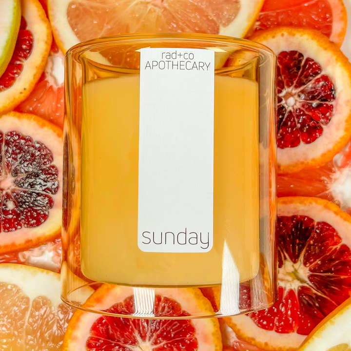 double wall citrus wooden wick 11oz candle; coco apricot wax for wholesale by rad+co APOTHECARY