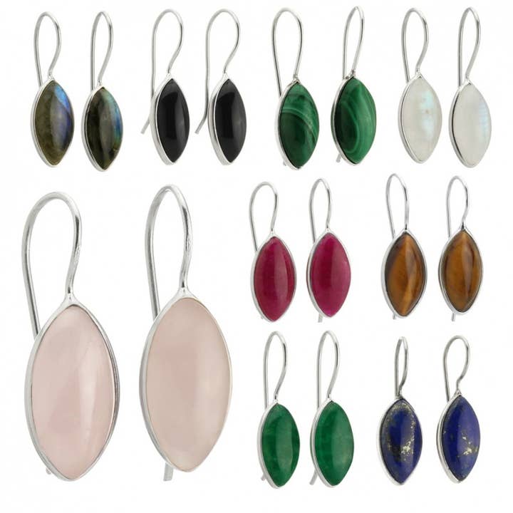 Silver Earrings With Stone, Basic Marquise Model for wholesale by UniArt