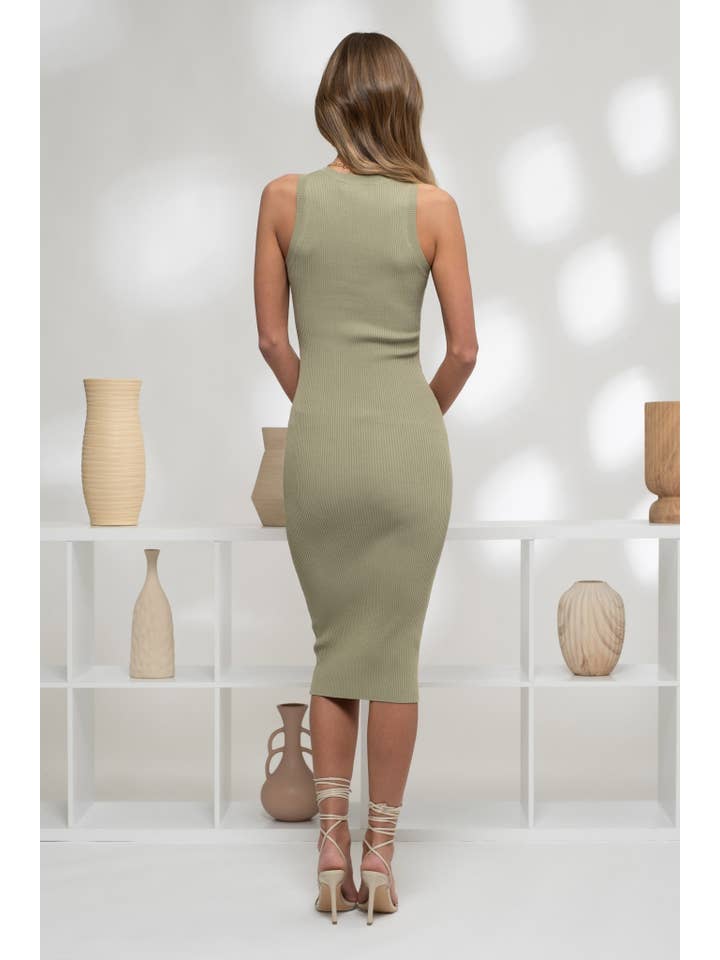 The Workshop Studio – Engroshandel Kjole - Dame – RIBSTRIKKET TANK MIDIKJOLE36