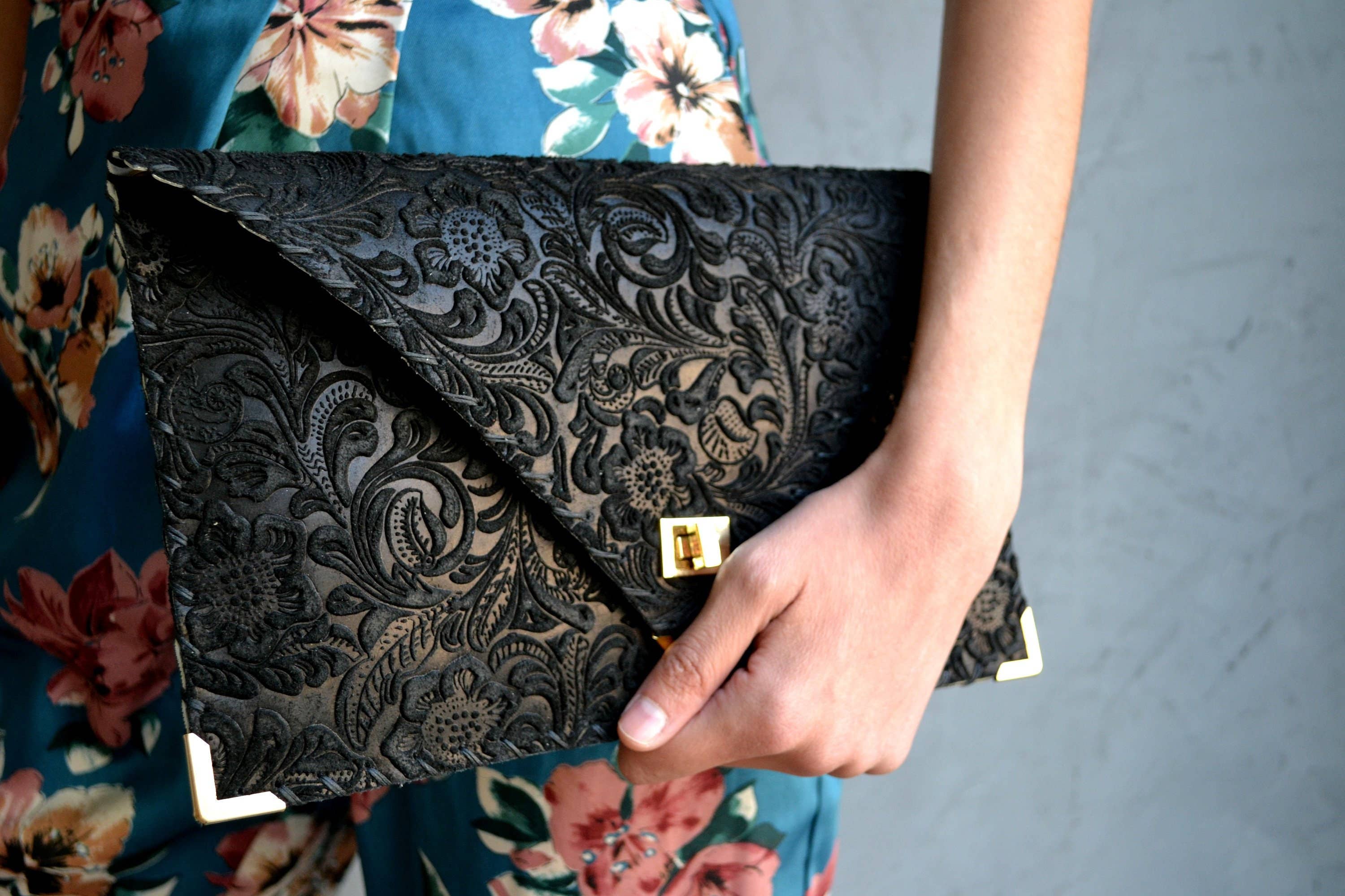 ANA KOUTSI - Wholesale Clutch Bag - Women's - 3D Black Symmetria Leather Clutch0