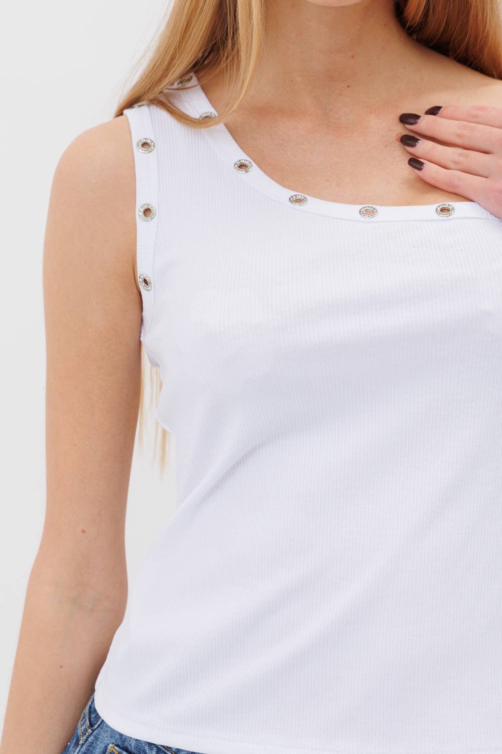 VOCAL - Wholesale Knit Top - Women's - ONE SHOULDER CROPPED TOP WITH GROMMETS17