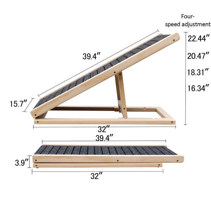 Natural Wood Dog Ramp for Bed, Extra Wide Non-Slip Pet Ramp, Foldable for wholesale on Faire5