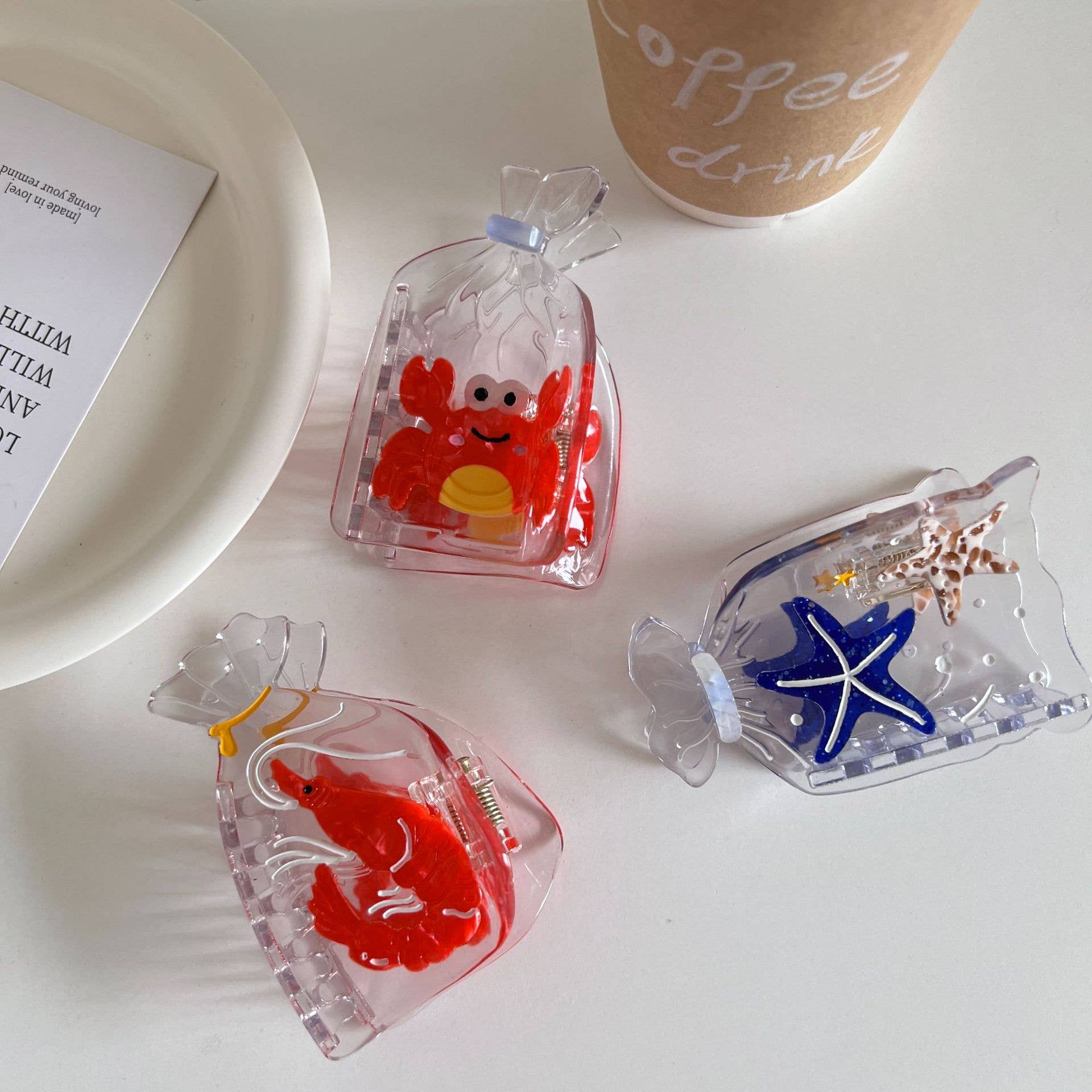 SoapElenGlen – Clips para cabelo - Mulher por atacado – Garrafa de Acetato Transparente com Criatura Marinha Criativa2