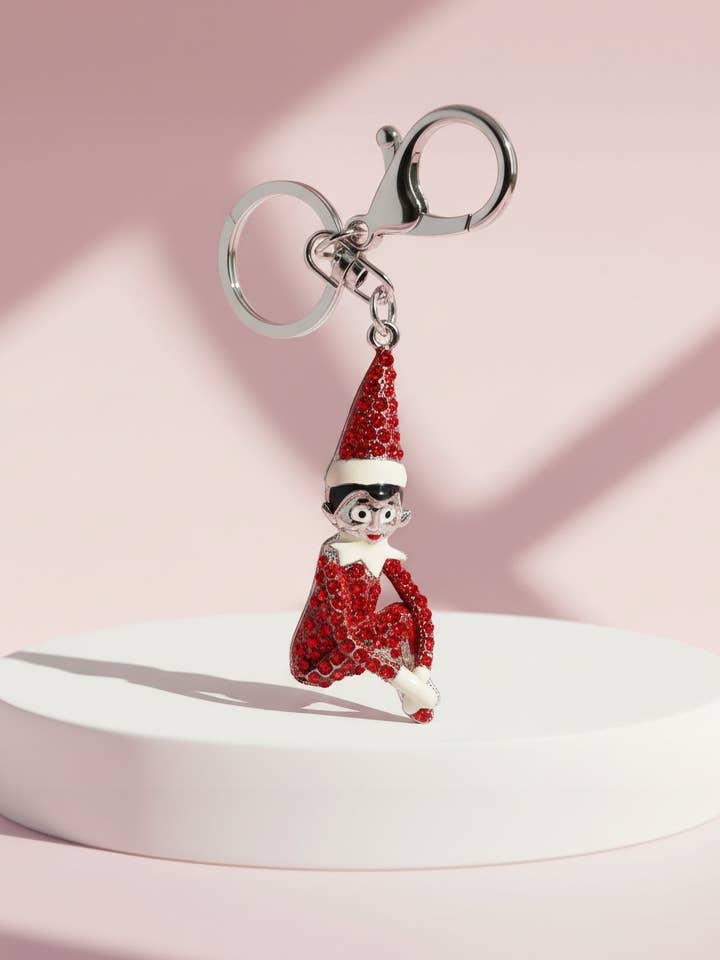 Christmas Elf Festive Crystal Keyring & Bag Charm for wholesale by Arya Jewellery Wholesale