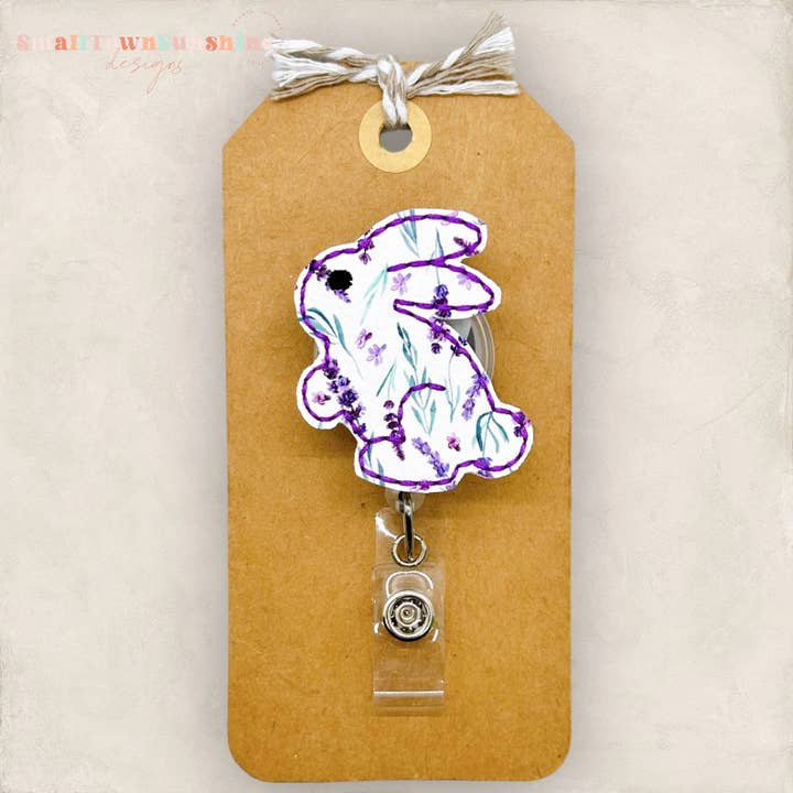 Porte-badge Lapin Fleuri Violet pour la vente par The SmallTownSunshine Company