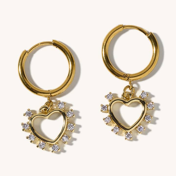 Elizabeth Crystal Heart Huggies for wholesale by Nikki Smith Designs