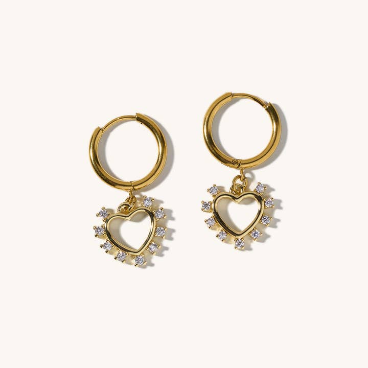 Elizabeth Crystal Heart Huggies for wholesale by Nikki Smith Designs