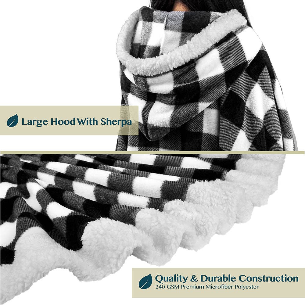 Pavilia – wholesale Poncho – Women's – Angel Wrap Hoodie Sherpa Poncho Blanket109