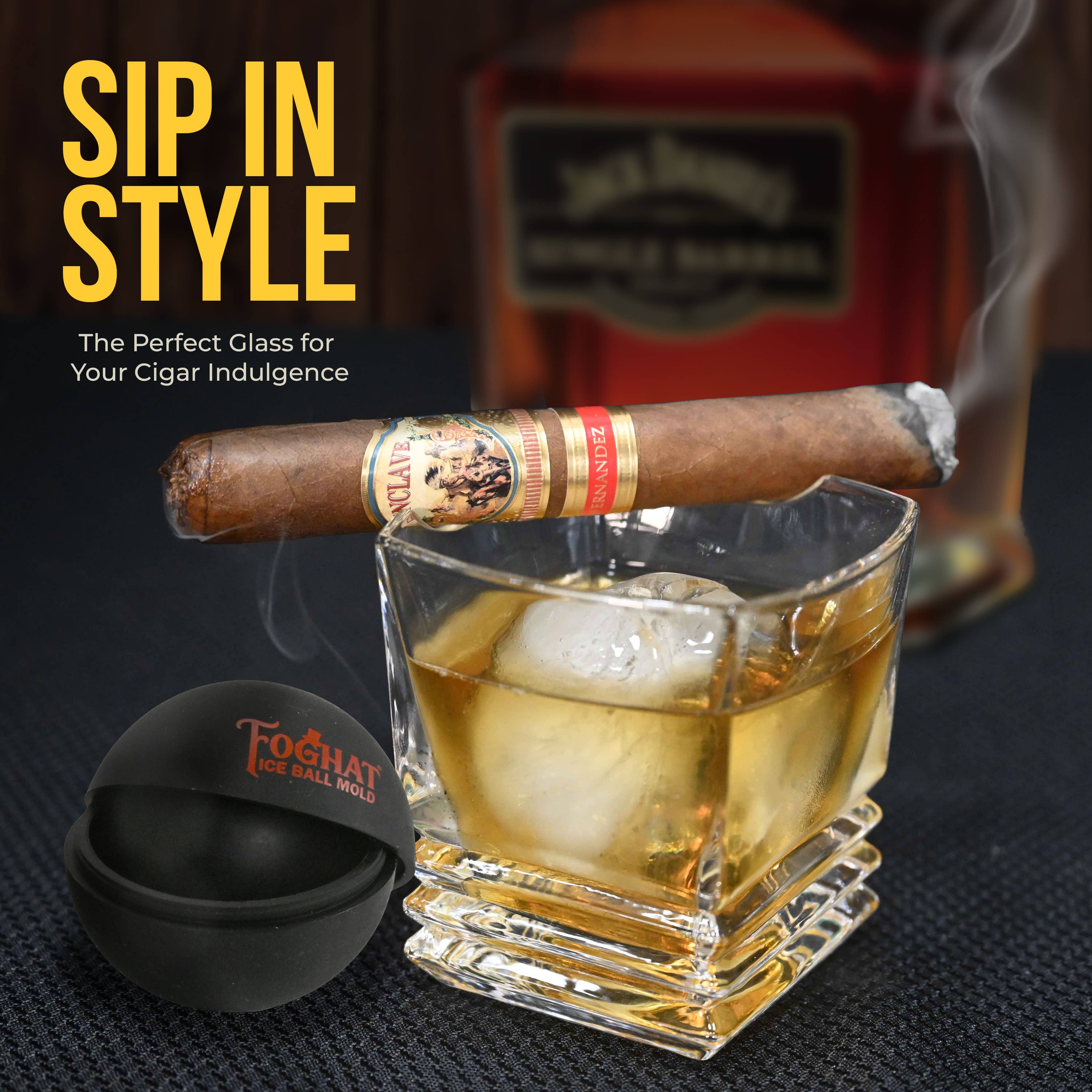 ThousandOaksBarrelCo. - Vente Verres à cocktail/alcool - Verre à cigares avec moule à boule de glace4