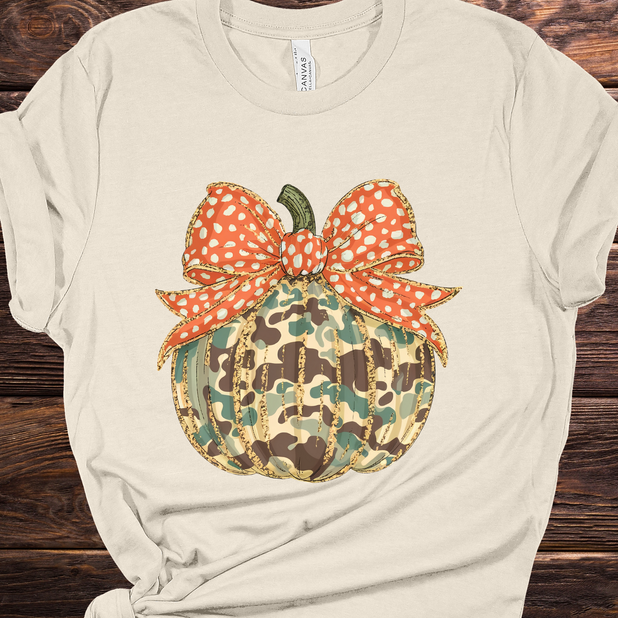 Dixie Grace Mercantile - Wholesale Screen Printed T-Shirt - Women's - Camo Pumpkin Graphic Tee1
