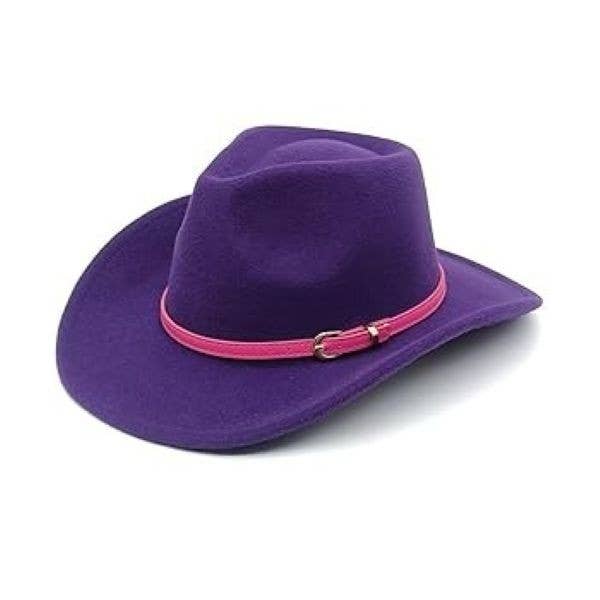 Syrrios Gifts LLC - Wholesale Cowboy Hat - Unisex - Cowboy Cowgirl Western Felt Hat with Pink Band Buckle8