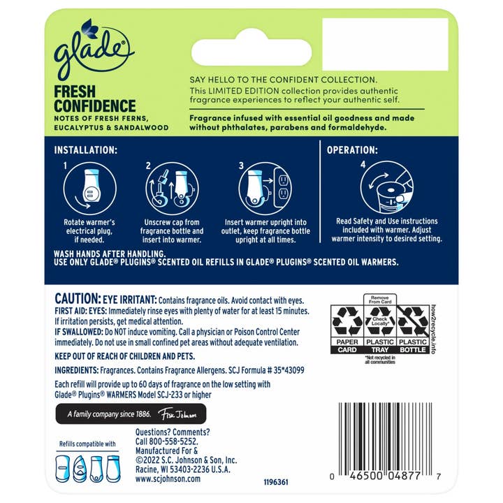 First Choice Buying - Wholesale Air freshener - Glade PlugIns Scented Oil Air Freshener Refills, Fresh Confidence, 0.67 oz, 2 Count3
