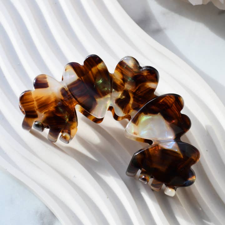 Heart Acetate Hair Claw in Calico for wholesale by Fenna&Fei