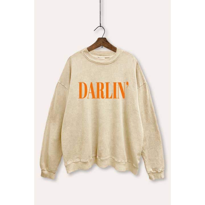 DARLIN' TYPOGRAPHY GRAPHIC MINERAL WASH SWEATSHIRT for wholesale by STARCHIS