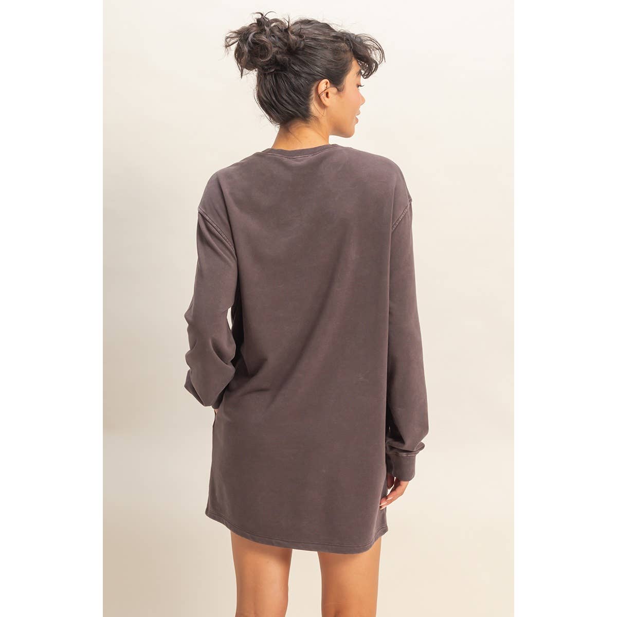 Double Zero - Venta al por mayor Vestido - Mujer - Vestido sudadera mini de gran tamaño lavado mineral22