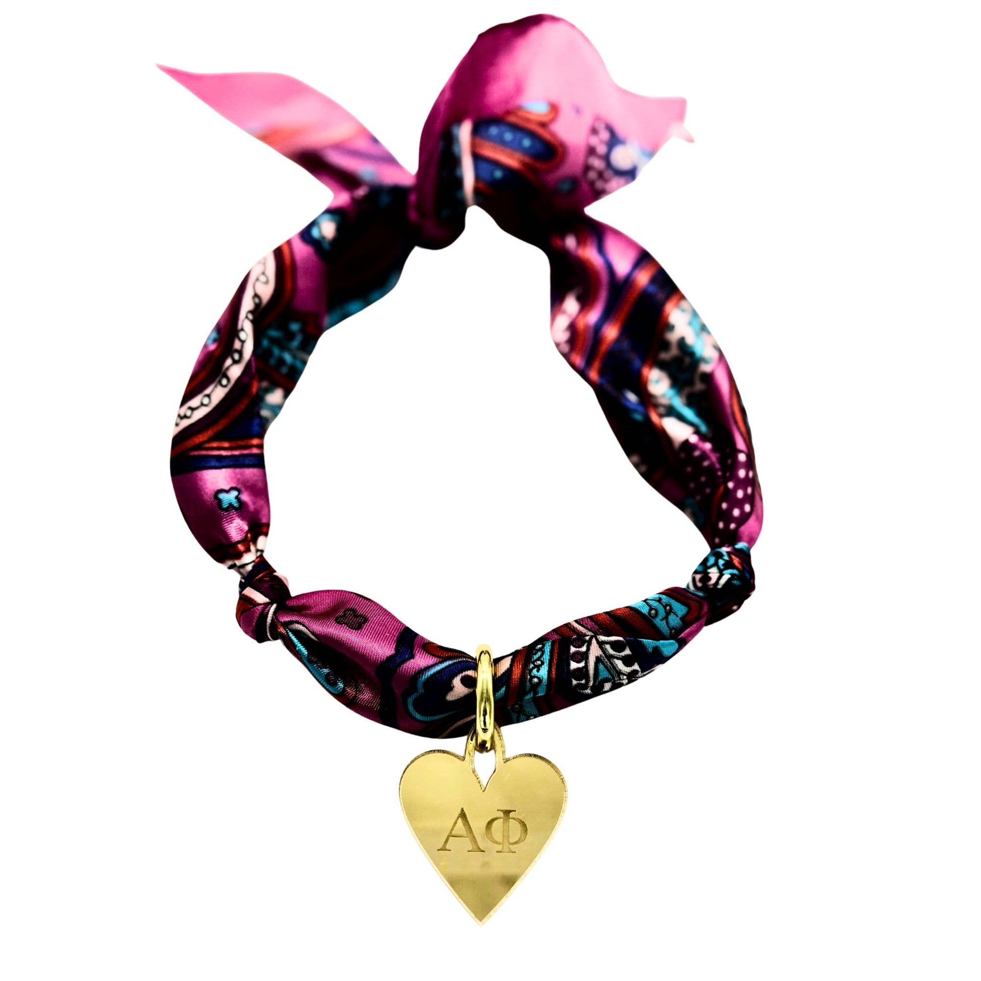 Sarahndipity Shop - Wholesale Scarf - Women's - Sorority Scarf with Engraved Greek Letter Gold Heart Charm20