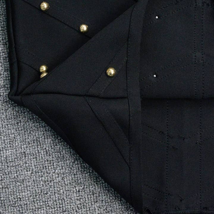 Black SY290 Glamorous Mesh Long Sleeve Bandage Dress for wholesale on Faire12