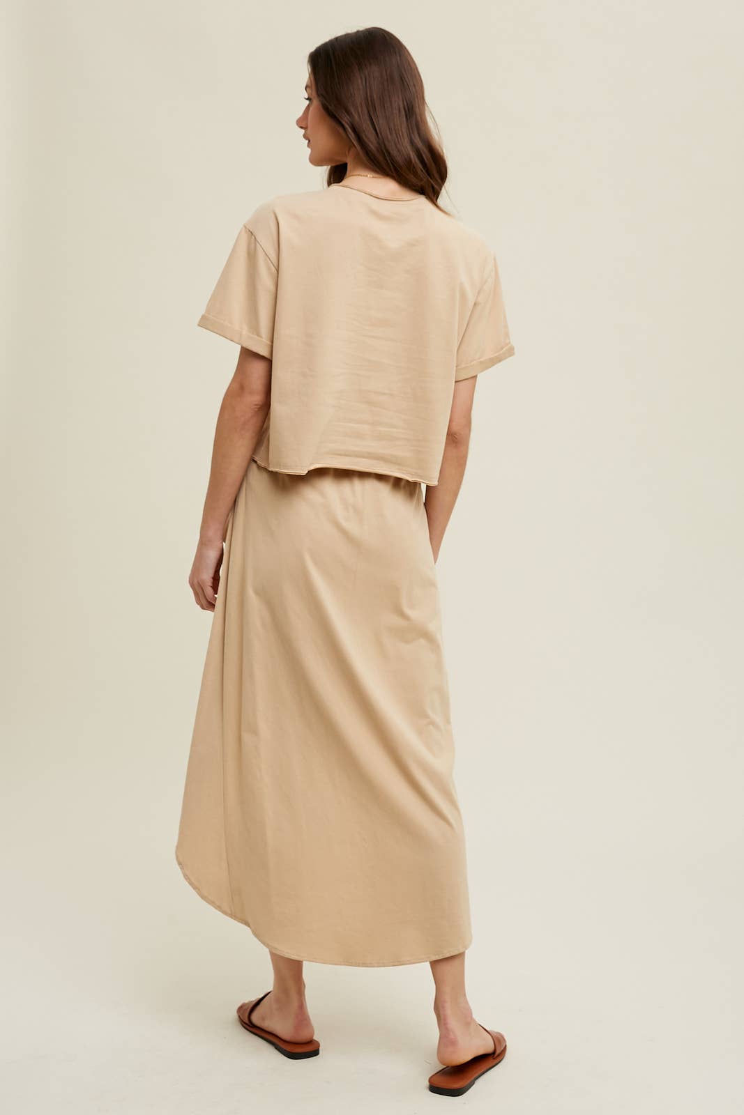 NATURAL TWO PIECE COTTON TOP AND SKIRT SET / WL23-8175 for wholesale on Faire2