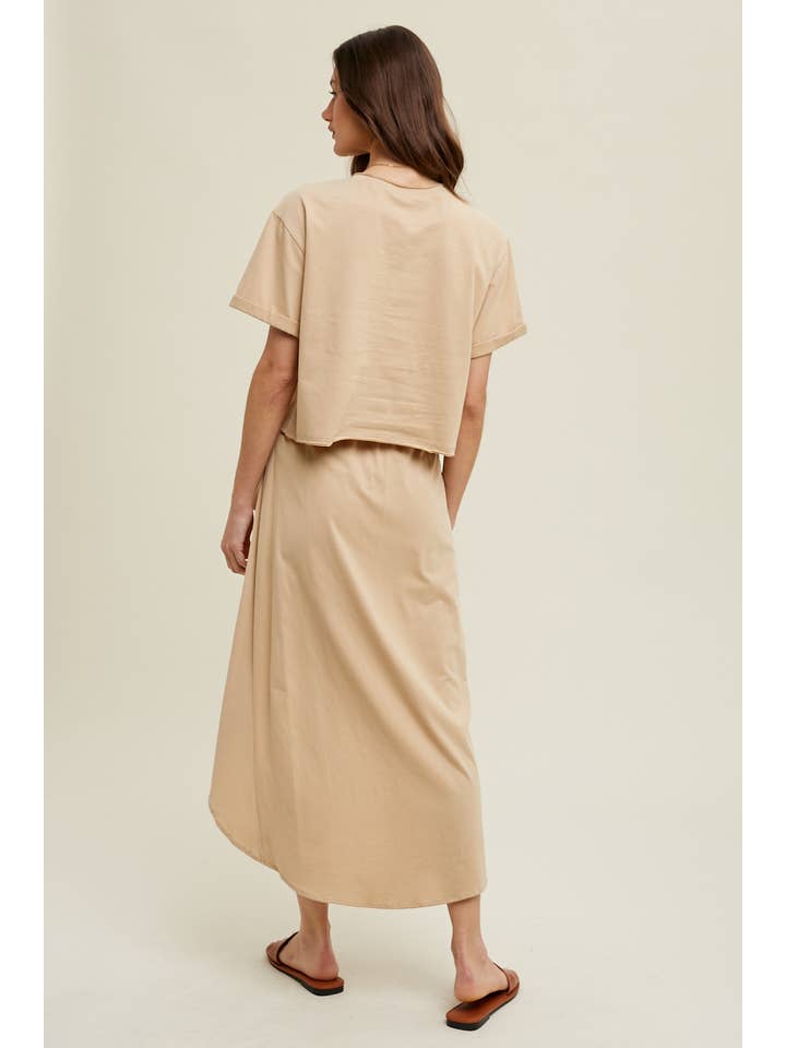 NATURAL TWO PIECE COTTON TOP AND SKIRT SET / WL23-8175 for wholesale on Faire2