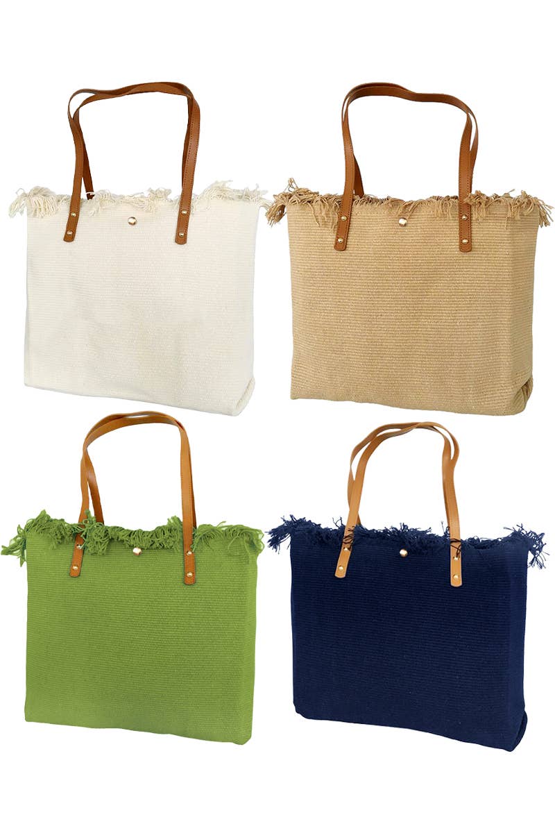 Cap Zone - Wholesale Strandtas - Eenvoudige strandtas met franjes en gevlochten rand0
