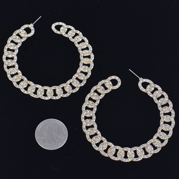 70mm Stoned Chain Hoop Earring for wholesale by 3AM BY H&D ACCESSORIES