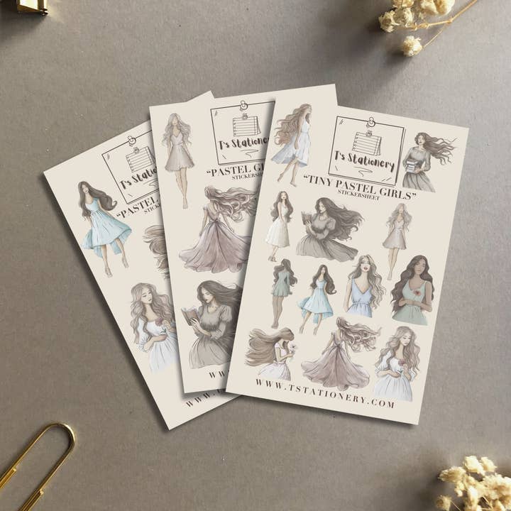 "Pastel Girls Sticker Set" for wholesale by T's Stationery