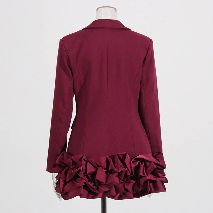 Productseeker - Wholesale Blazer - Women's - DR803Y Elegant Ruffle Hem Contrast Stitching Suit Dress6