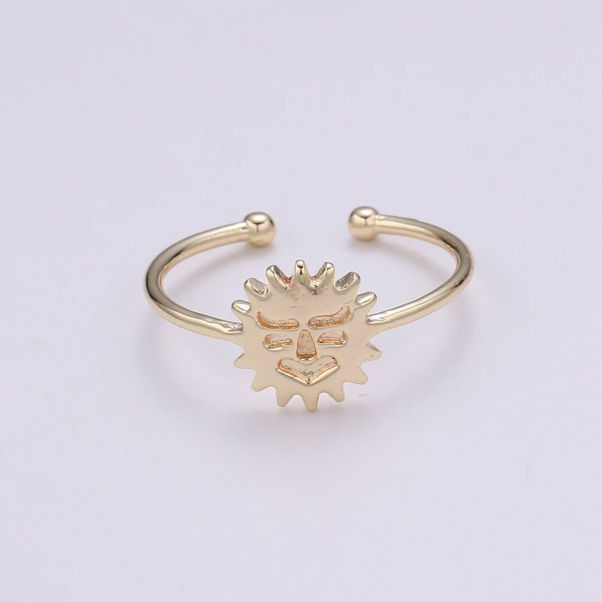 Aim Eternal - Wholesale Band/Stacked Ring - Sun 18k Gold Ring, Helios Adjustable Gold Curb Ring, Simple Ring, Titan Ring R-263