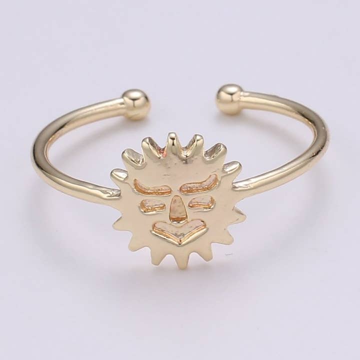 Aim Eternal - Wholesale Band/Stacked Ring - Sun 18k Gold Ring, Helios Adjustable Gold Curb Ring, Simple Ring, Titan Ring R-2630