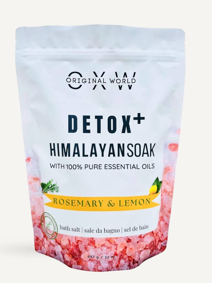 Detox+ Himalayan Epsom Bath Salt with Rosemary & Lemon EO for wholesale by OXW Beauty