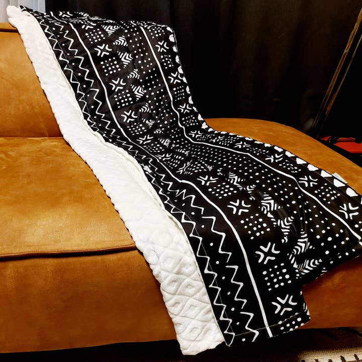 Mashona Collections - Vente Plaids - Plaid imprimé africain | Plaid imprimé en bogolan | 100x150cm